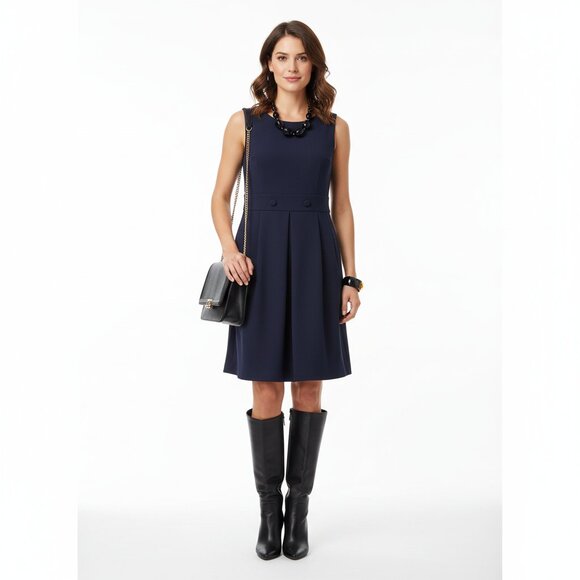 Boden Blue Sleeveless Button Waist Midi Dress 10 - Picture 7 of 7